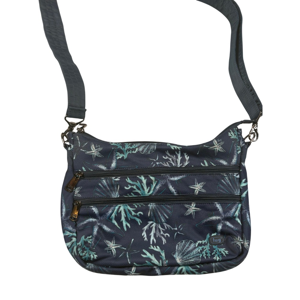 Lug Slider Freestyle Crossbody Bag Navy Under the Sea Coral Starfish Print